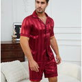 Pijama corto para hombre a cuadros con camisa abotonada