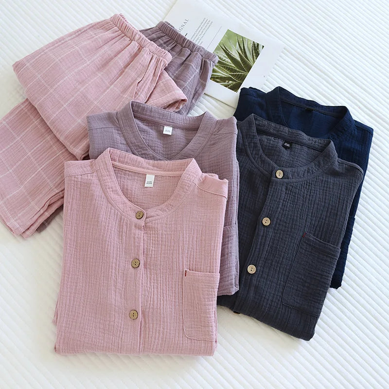 Pijama de algodón crepé a cuadros para adultos