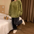 Pijama de polar liso para mujer de dos piezas