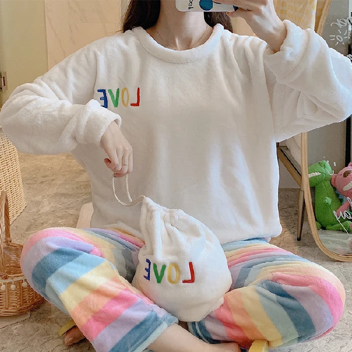 Pijama de invierno para mujer con osito y cuadros