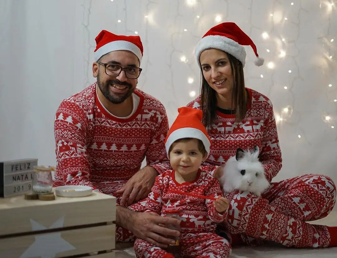Pijama navideño familiar de manga larga
