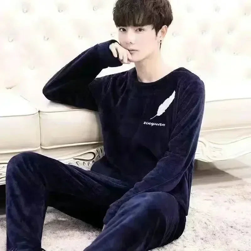 Pijama de franela estampada para hombre