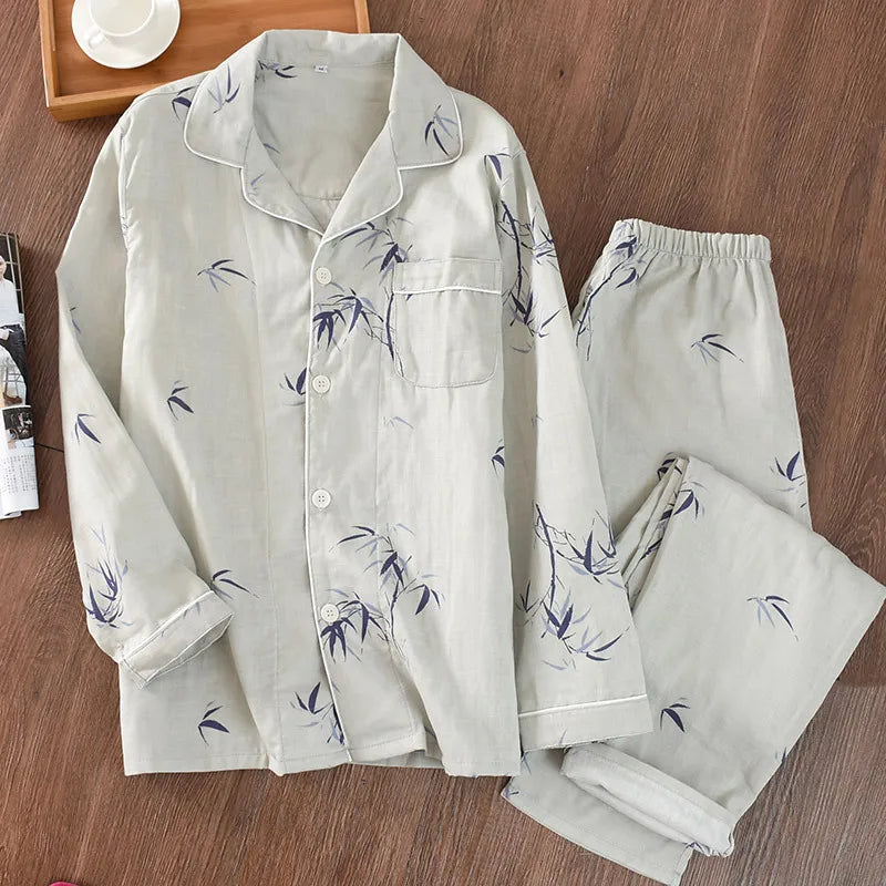 Pijama camisero de algodón para hombre a cuadros