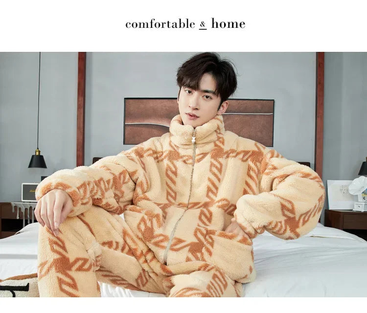 Pijama grueso para hombre con cierre